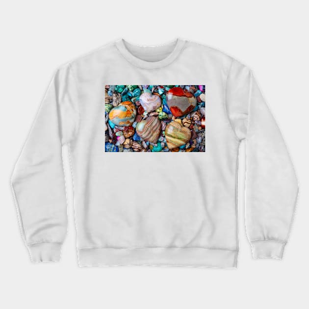 Five Stone Hearts On Pile Of Polished Stones Crewneck Sweatshirt by photogarry